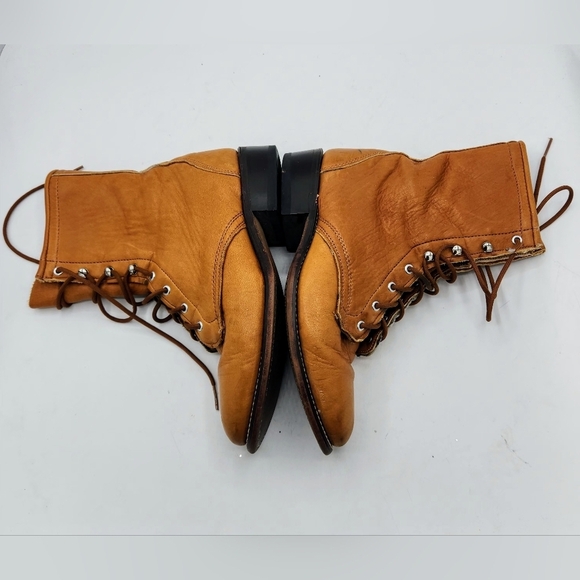Laredo Vintage Y2K Leather Lace-up Ropes Boots In Light Brown Size 6 M - Picture 9 of 16